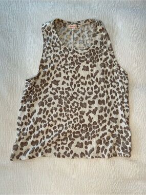Sundry Leopard Print Cream and Brown Tank